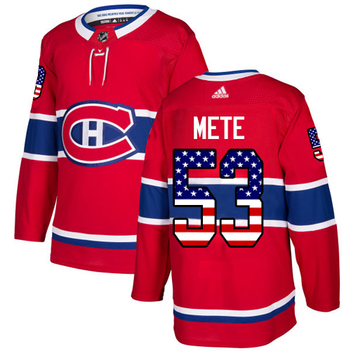 Adidas Canadiens #53 Victor Mete Red Home Authentic USA Flag Stitched NHL Jersey